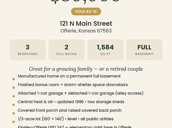 121 N Main St, Offerle, KS 67563