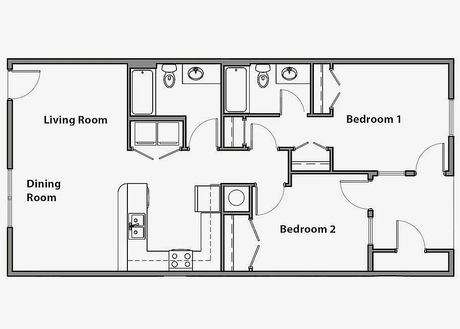 Floor plan 2 Bedroom, 2 Bathroom