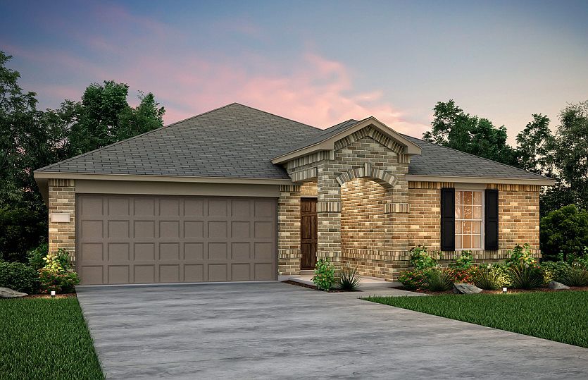 The Killeen, a one-story home with 2-car garage, shown with Home Exterior D