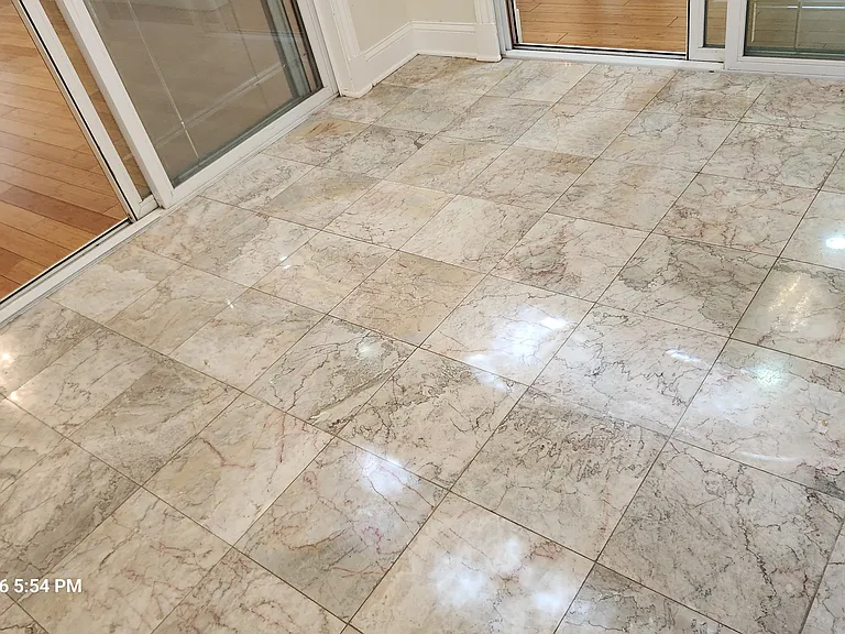 Marble flooring of entry room