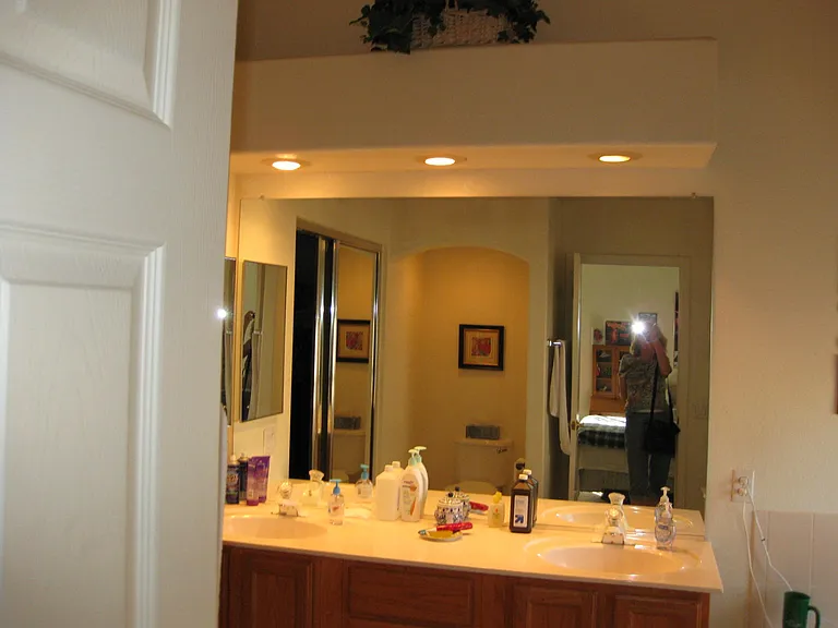 master vanity now has quartz counter with undermount sinks