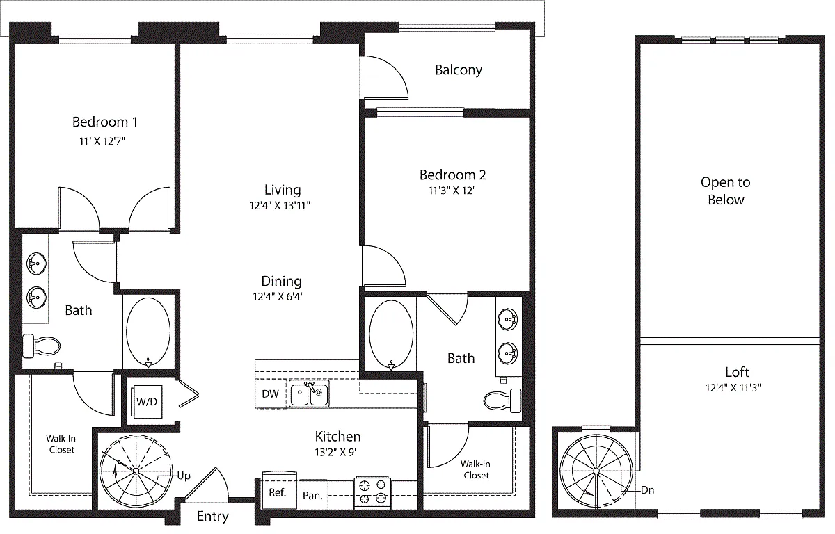 Floor plan 2 Bed- U19 Loft No Storage