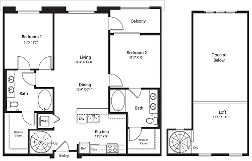 Floor plan 2 Bed- U19 Loft No Storage