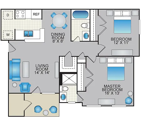 Floor plan Two Bedroom Apartment