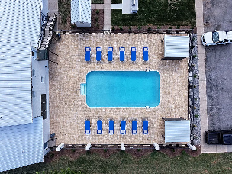 Swimming Pool and Sundeck with Cabanas