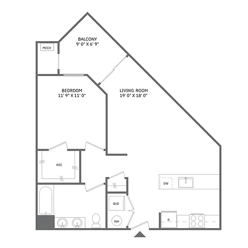 Floor plan 1 Bedroom 1 Bath