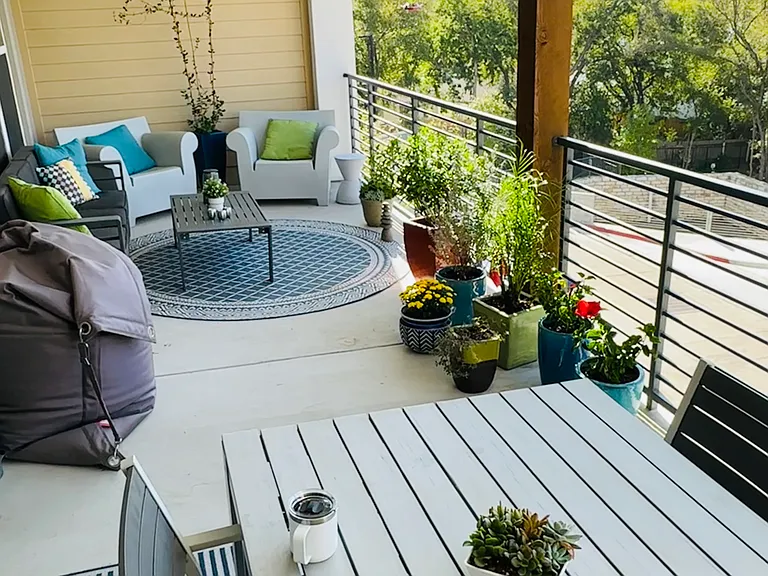 Balcony with view of park