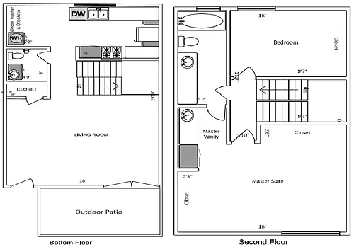 Floor plan 2 Bedroom Townhome