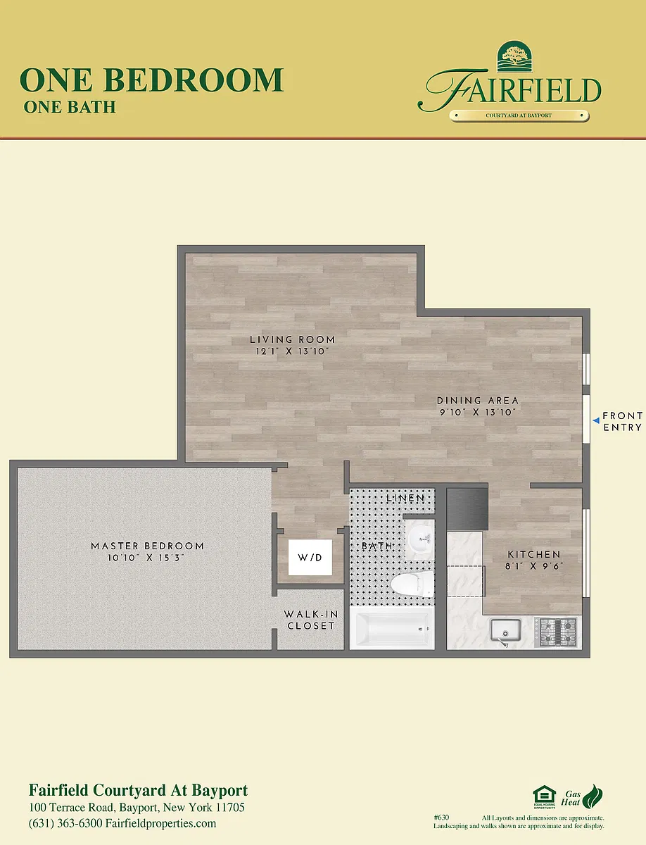 Floor plan One Bedroom 630SF