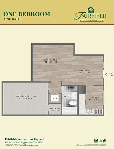 Floor plan One Bedroom 630SF
