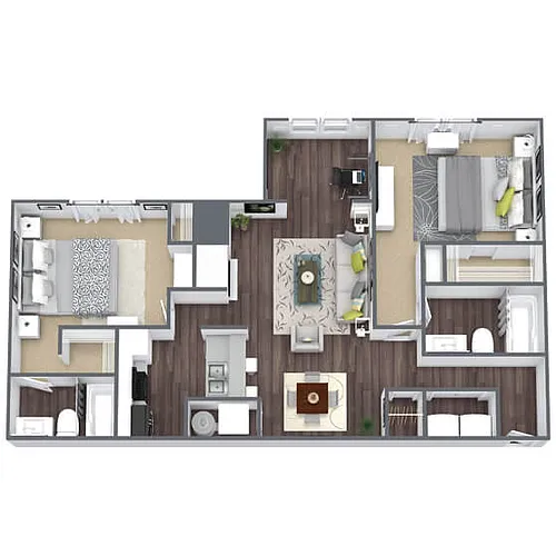 Floor plan B3: 2 Bed 2 Bath