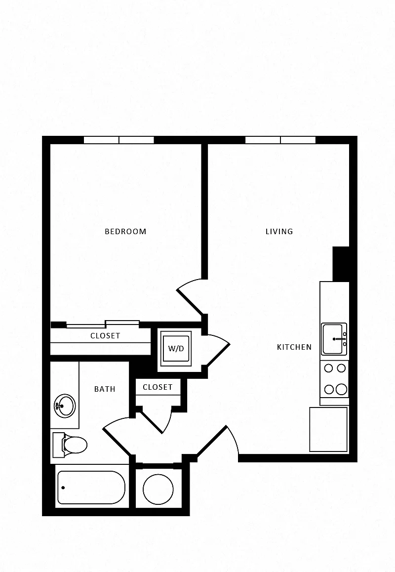 Floor plan 1 Bed/1 Bath-A07 Modern