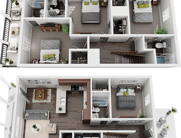 The Collective at Kennesaw The Pine 4x4 Floor Plan The Collective at Kennesaw The Pine 4x4 Floor Plan