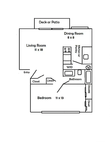 Floor plan One Bedroom and One Bath