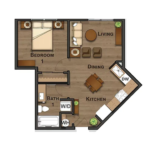 Floor plan 1 Bedroom 1 Bathroom