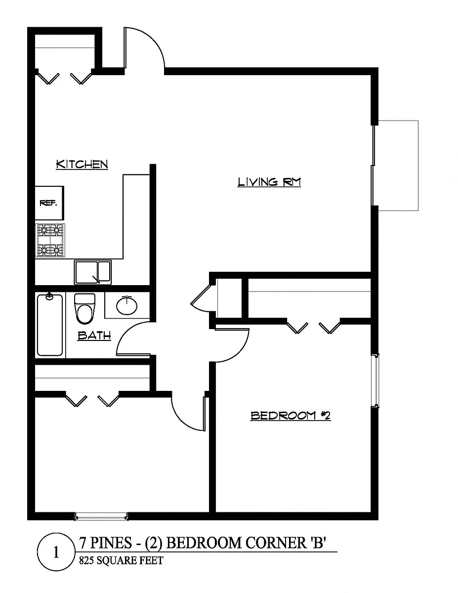 Floor plan Two Bedroom Corner B