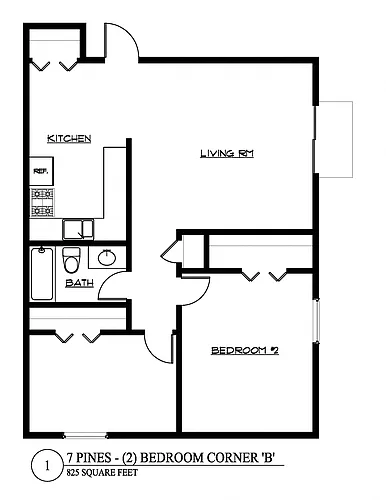 Floor plan Two Bedroom Corner B