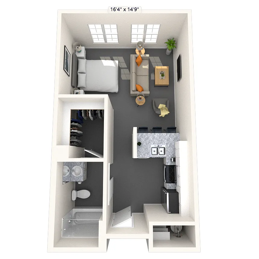 Floor plan Studio 0x1 486-583 SF