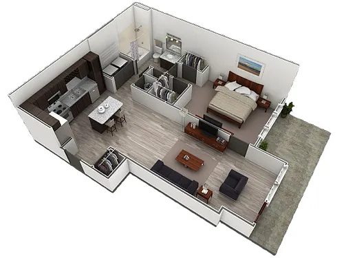 Floor plan 1 BR Designer Courtyard