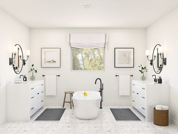 Primary bath with dual vanities