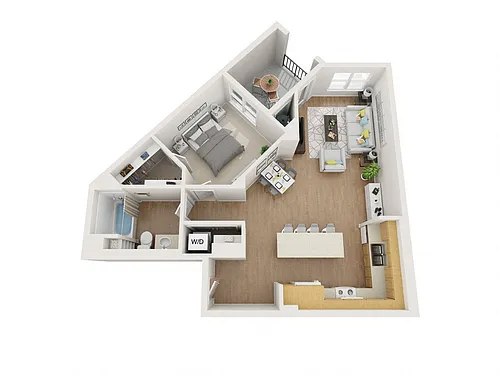 Floor plan A4: 1 Bed 1 Bath