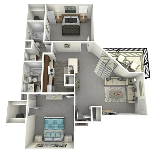 Floor plan Oak - 2 Bed, 2 Bath