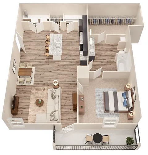Floor plan 1 x 1 Caroline A2vr