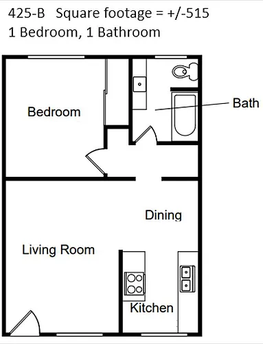 Floor plan 1 Bedroom 1 Bath