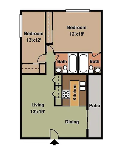 Floor plan B4 - 2X2 R