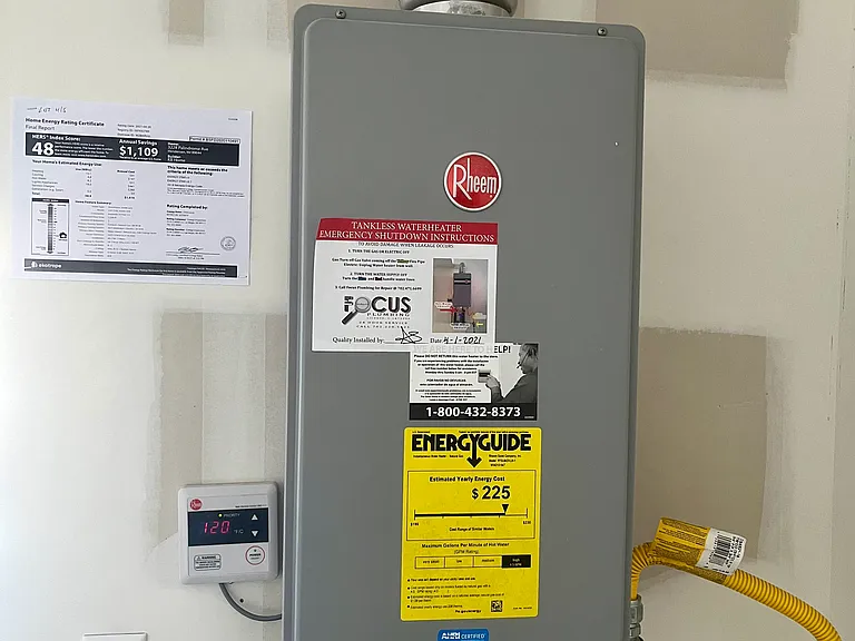 Tankless hot water heater ensures that you never run out of hot water!