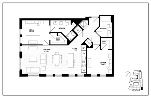 Floor plan 2 Bed 2 Bath C01
