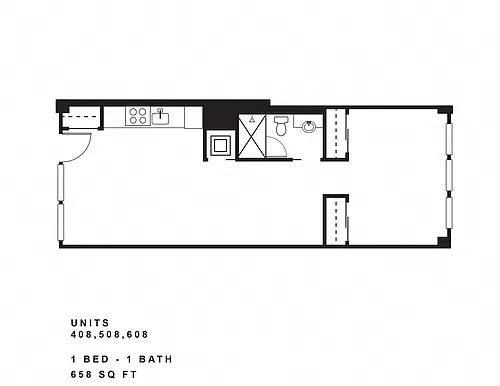 Floor plan 1 Bedroom, 1 Bath E