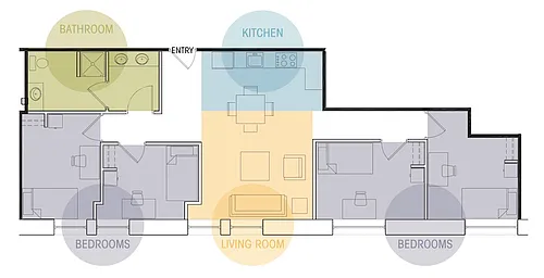 Floor plan 4 Bedroom, 1 Bathroom - Price Per Bed