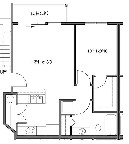 Floor plan 1 Bed 1 Bath F - Ash Creek