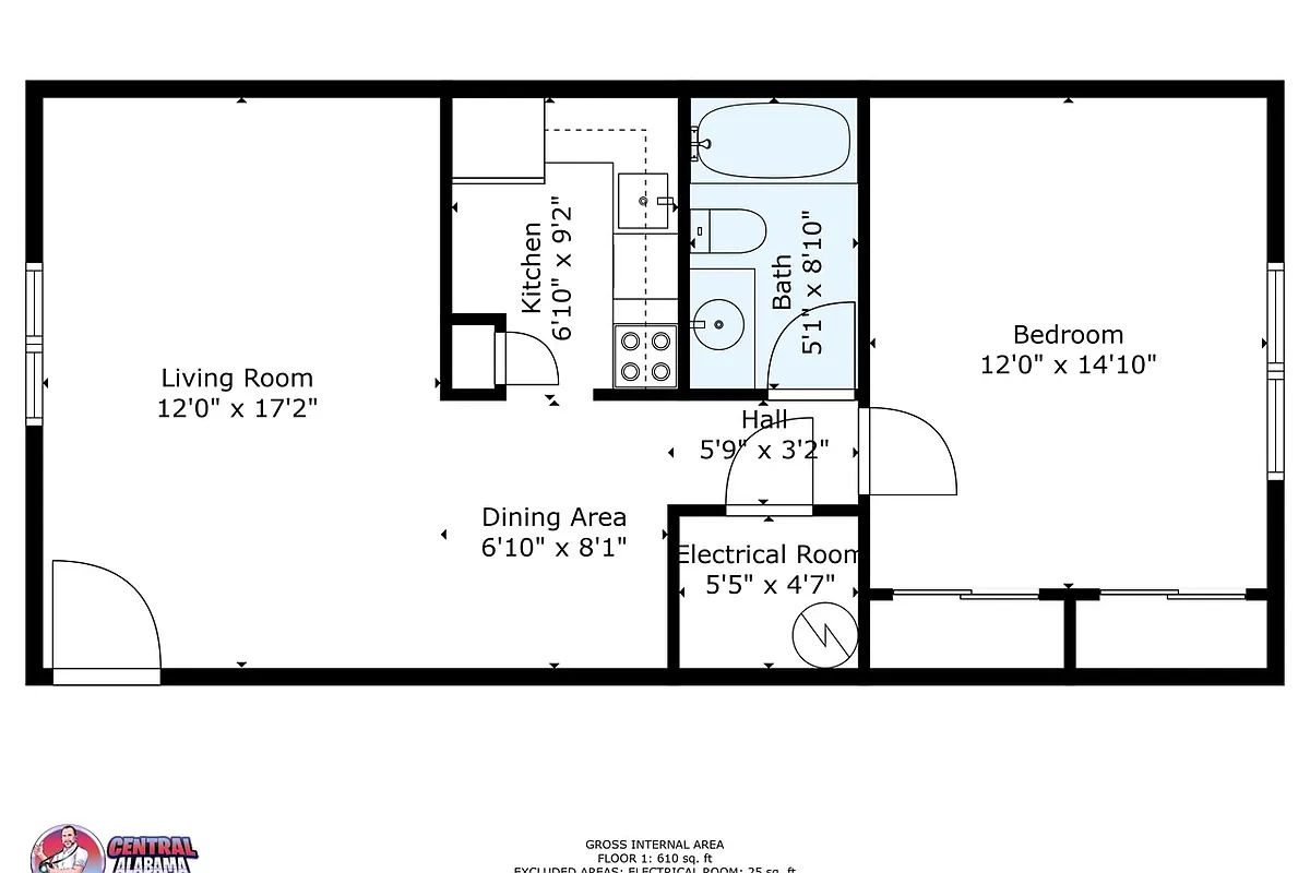 Floor plan Classic 1BR, 1BA