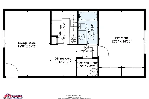Floor plan Classic 1BR, 1BA