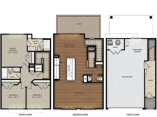 Floor plan 3 Bedroom Townhome
