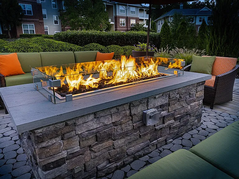 Outdoor fire pit with lounge seating