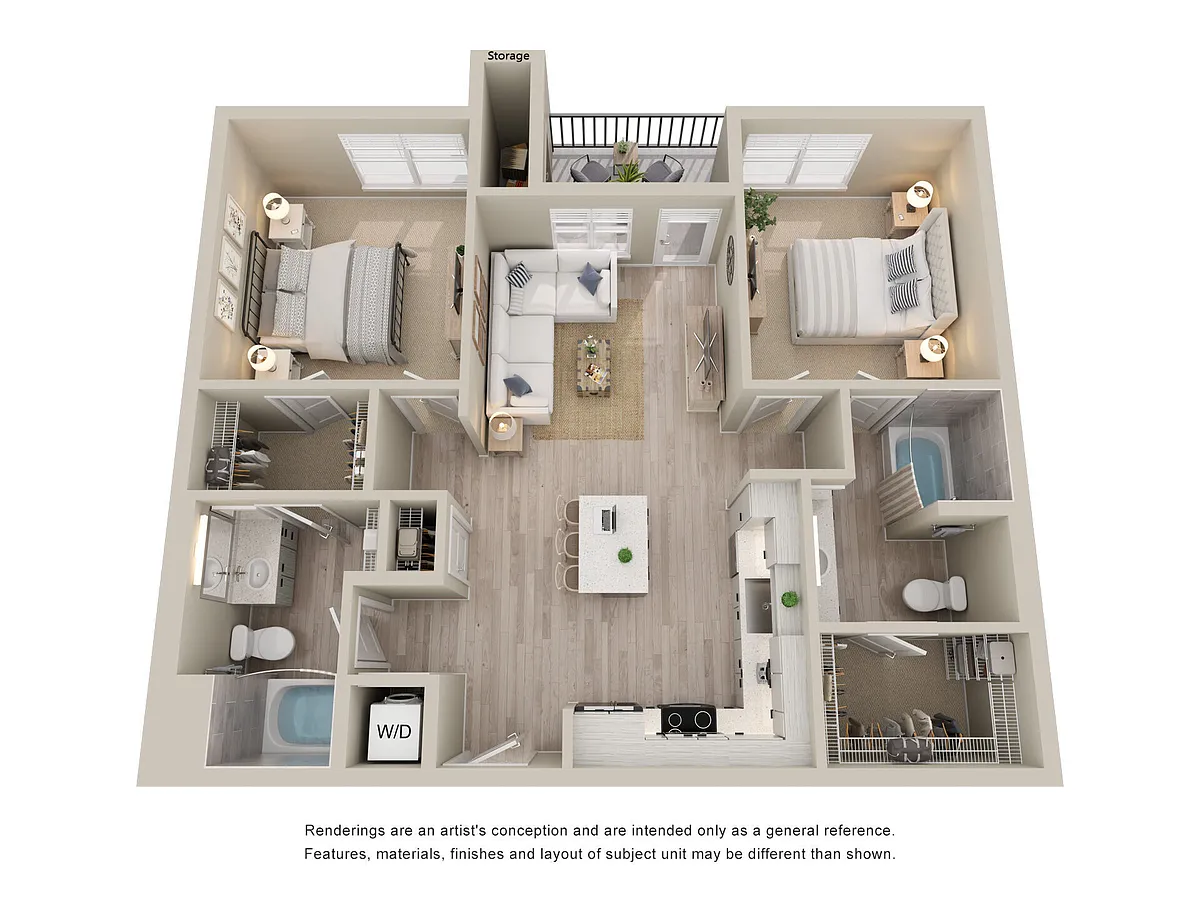 Floor plan 2BD, 2BTH B2