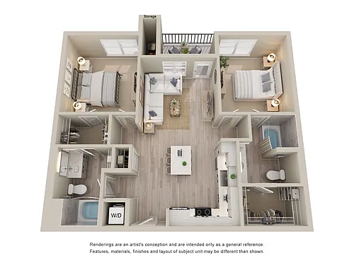 Floor plan 2BD, 2BTH B2