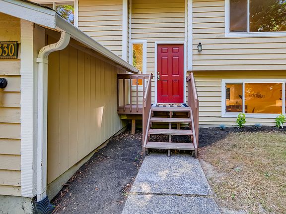 
                    Cheery front door with new Schlage keypad entry & deadbolt.
                