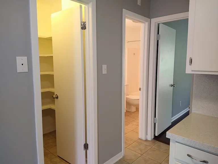 Pantry, bathroom and bedroom doors.