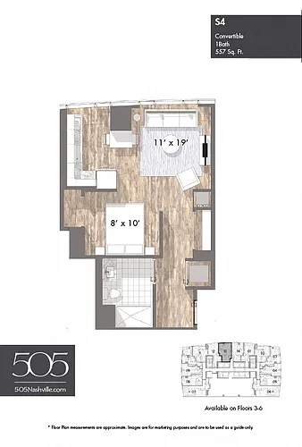 Floor plan 505 Studio Stack 13 & 14