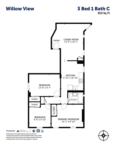 Floor plan 3 Bed 1 Bath C