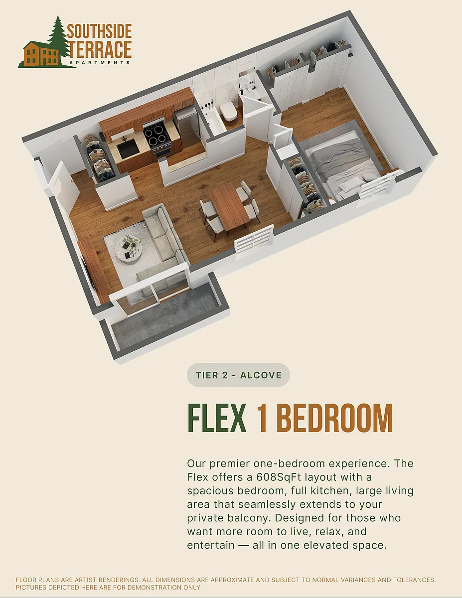 Floor plan Flex 1 Bedroom