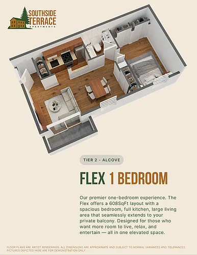 Floor plan Flex 1 Bedroom