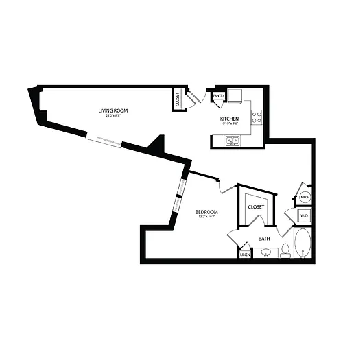 Floor plan 1 Bedroom, 1 Bath 954 SF A5B