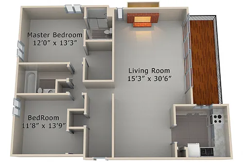 Floor plan 2 Bed 2 Bath