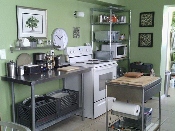 Industrial counter shelving included