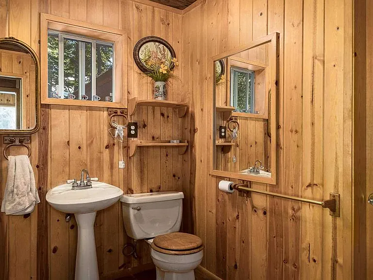 Bathroom 2: Charming Tahoe cabin details throughout the home